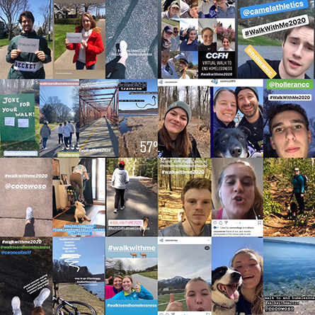 A collage of social media posts related to the walk