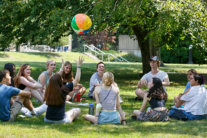 New students play a game to get to know each other. 