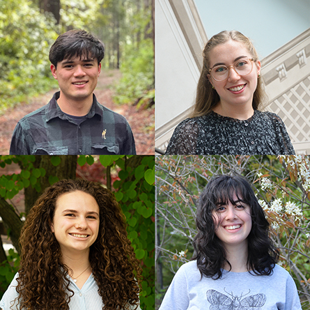 Clockwise from top left: Matthew Yamamoto ’23, Ellie Hollo ’23, Sam Fuss ’23 and Sam Pelletier ’23