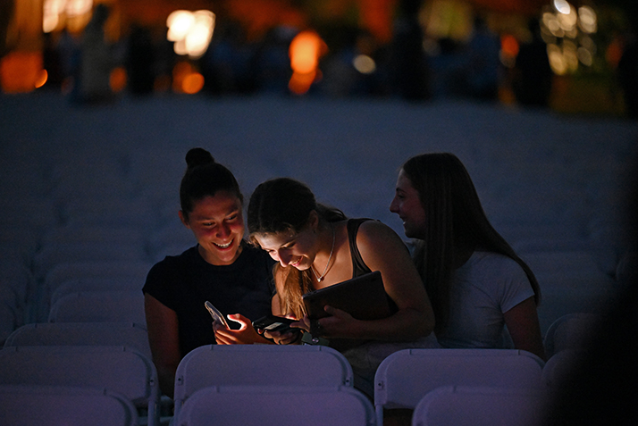 Students share a laugh at the last event on Arrival Day.