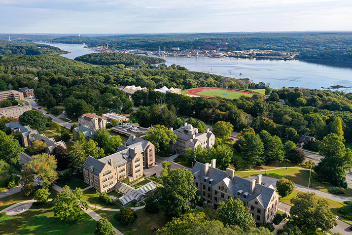 An aerial view of Conn's campus